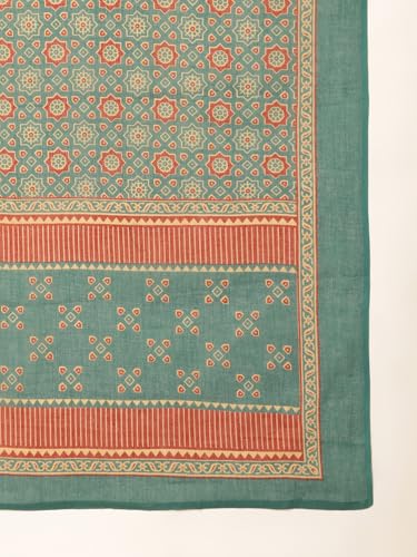 Image of Vbuyz Women Ajrakh With Yoke design Cotton Straight Kurta Set With Dupatta