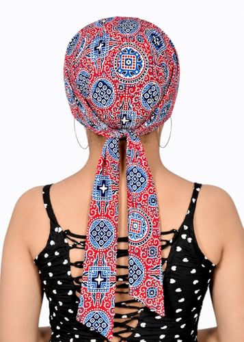 Image of Pure Cotton Double Layer Head Scarves Hair Wrap Cap, Adjustable Free Size Head Cover for Women, Girls, Under Helmet Cover