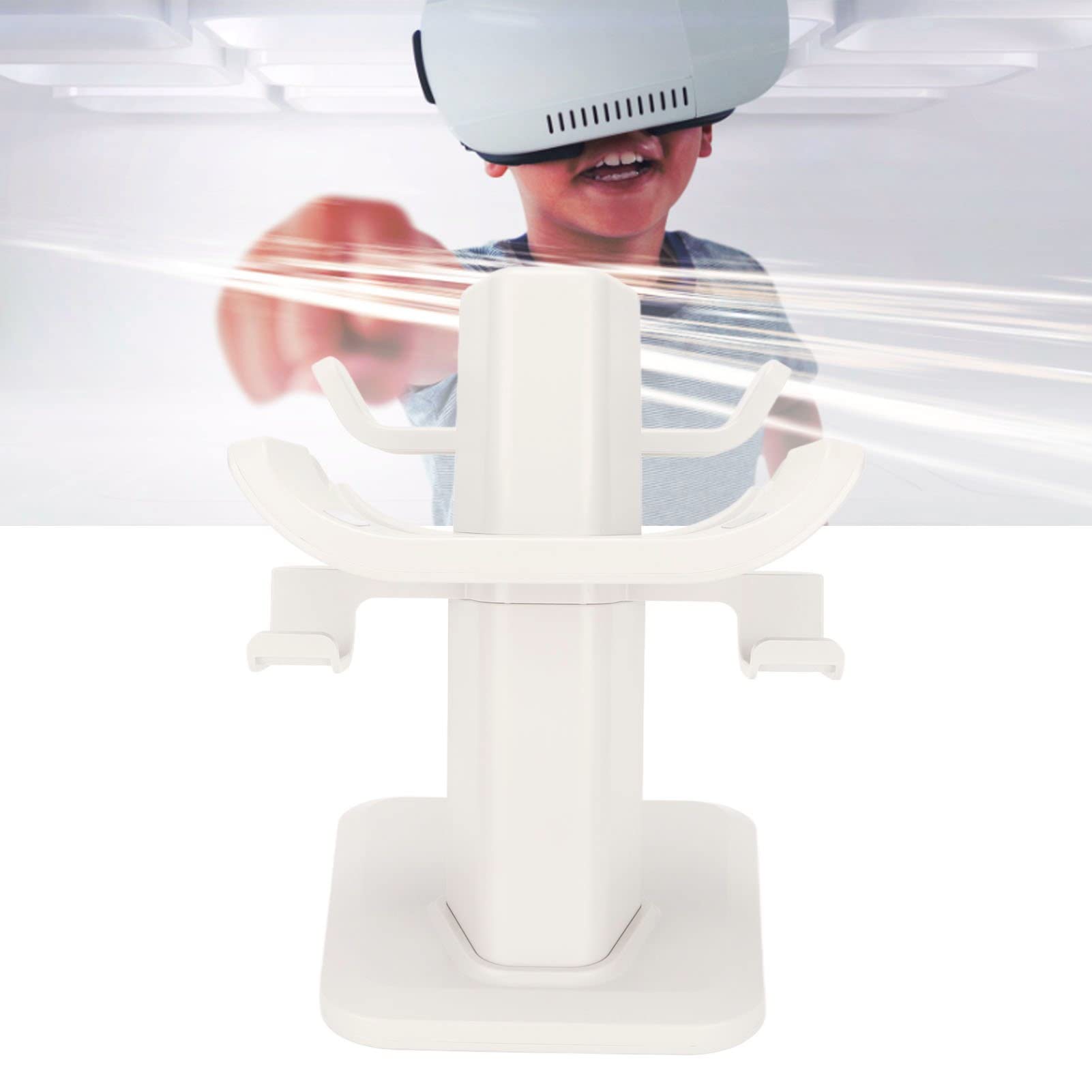 AQFNEB Soporte de VR para 2, Soporte de Pantalla para Auriculares VR inalámbricos con Base de Esponja Antideslizante, Soporte de Almacenamiento Que Ahorra Espacio para (Blanca)