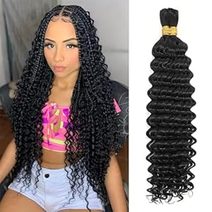 Human Braiding Hair for Boho Braids Deep Wave Human Hair Braiding Hair 2Bundles/Pack 100g Bulk Human Hair for Braiding Wet and Wavy Braid Human Hair Extensions (14 inch)