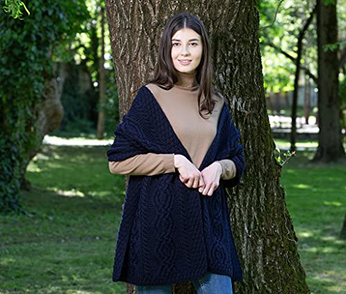 SAOL 100% Irish Merino Wool Warm Classic Cable Wool Wrap 67'' x 19'' (170 x 48 cm)2