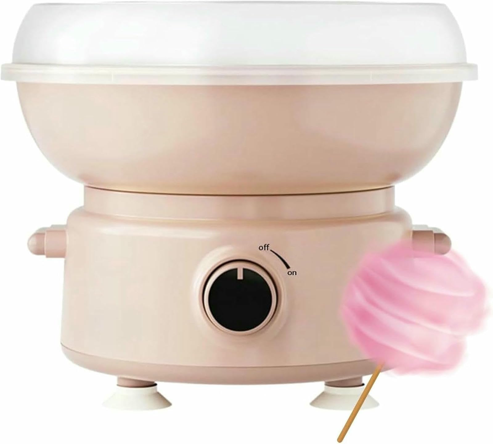 Máquina hacer algodón azúcar 400 W, máquina de algodón de azúcar con paleta gran diámetro de 250 mm y recipiente para prevención salpicaduras, el hilo sale 3 segundos despué sprecalentamiento
