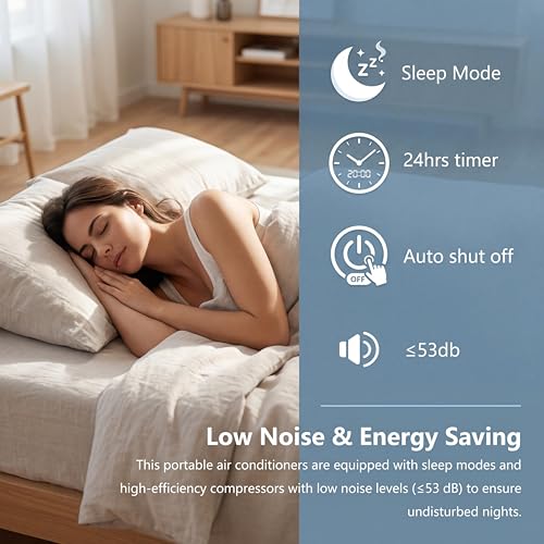 Image of 14,000 BTU Portable Air Conditioners, 4-in-1 Modes with Cooling, Dehumidifier, Fan, 24-Hour Timer, Follow Me Function, Remote Control & Complete Window Kit, Cools Rooms Up to 750 Sq. Ft, for Bedroom