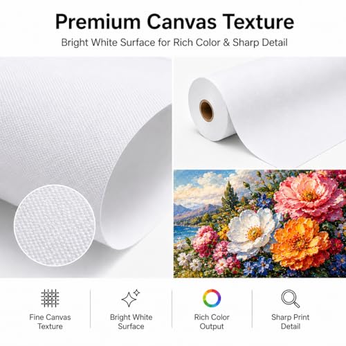 Image of Premium Polyester Matte Canvas Roll, Quick Dry, Wide Format Inkjet Printer Compatible, Perfect for Fine Art, Photography, Giclee Printing, Archival Quality Prints. (24 inchx60' 290gsm Polyester)