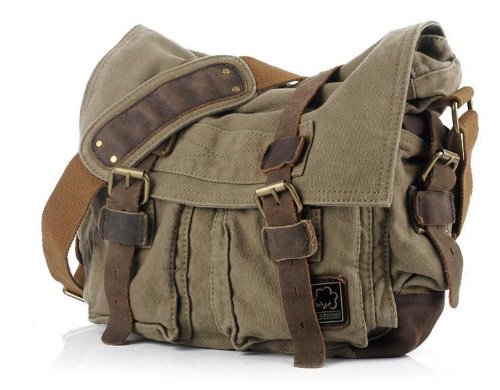 "KLY01" New Classic Canvas Shoulder Bag Additional Color Messenger Satchel (Green)