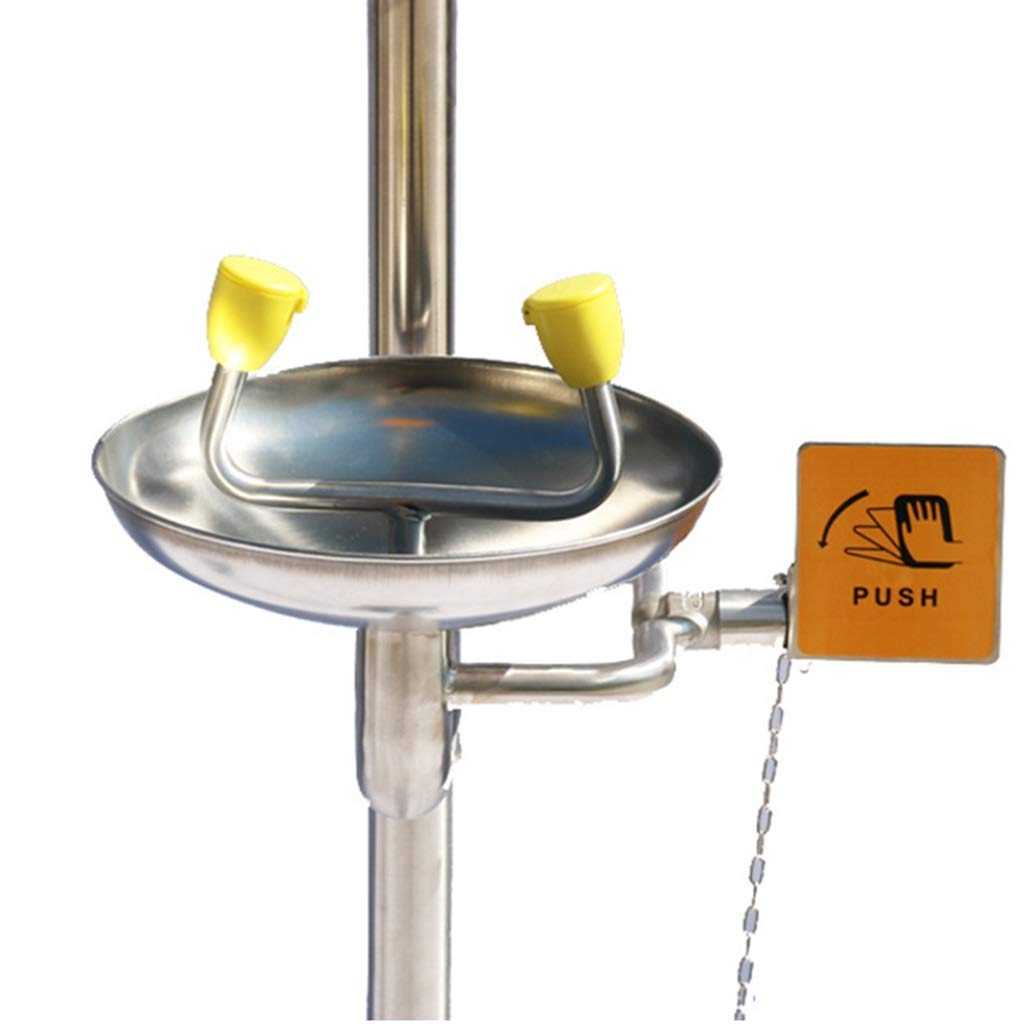 Station de Lavage oculaire combinée, avec Interrupteur Manuel et à pédale, Douche d'urgence, système de Lavage de sécurité en Acier Inoxydable,