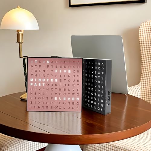 Reloj electrónico luminoso con palabras para evitar la fatiga visual en pared 7