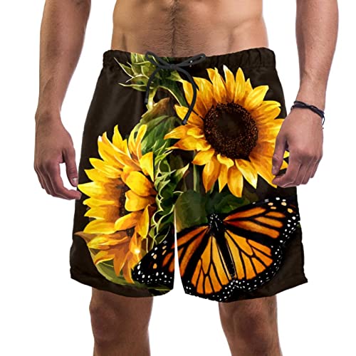 Maillots de bain hommes JDEZ à motif tournesols pour la plage
