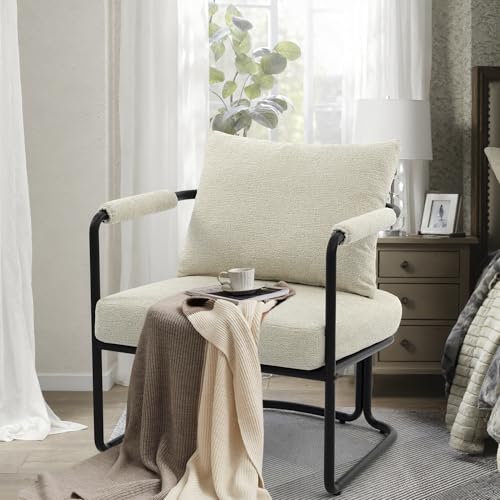 Sillón plegable chenille Beige miniatura 3