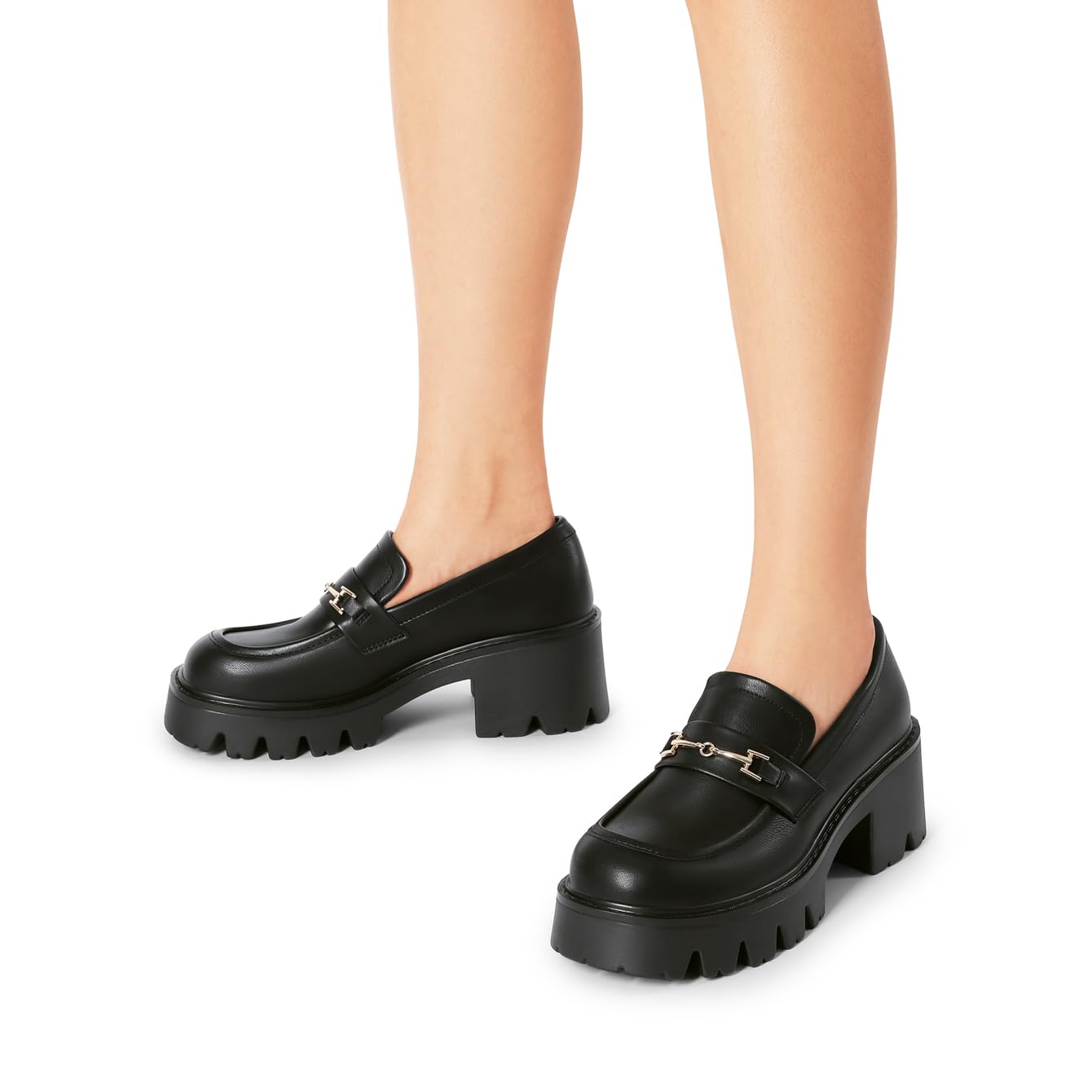 DREAM PAIRS Mocassin Femme Confortables à Plateforme, Mocassins en Cuir à Enfiler, Chaussures Loafers Habillées pour Bureau et Quotidien