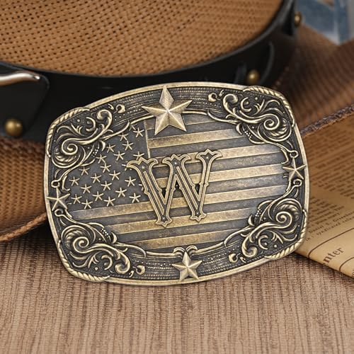 Image of Western Belt Buckle for Men Women Initial Letter A to Z Cowboy Belt Buckle Texas Buckle hebillas vaqueras para hombre