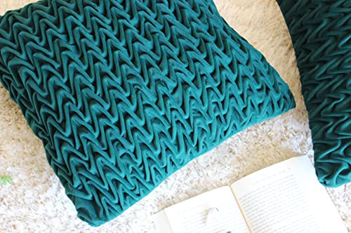 Image of Monstera Hut Corded Wavy Suede Emerald Green Cushion Cover Pack of 2, (Cushion Cover 16x16inch) (40.6 x 40.6 cm)
