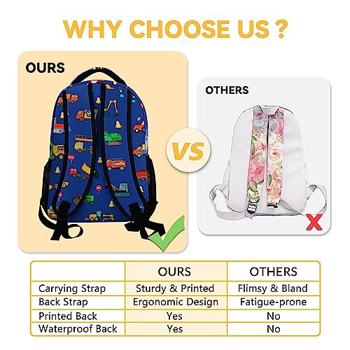 Construction Preschool Backpack for Boys, 16" Truck Excavator Backpacks for Children Boys Students, Cute Patterrn Lightweight Bookbag for School4