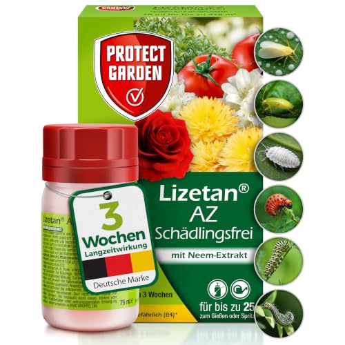 PROTECT GARDEN Lizetan AZ Schädlingsfrei, gegen Schädlinge an Zierpflanzen, Rosen, Gemüse und Obst, 75 ml Konzentrat