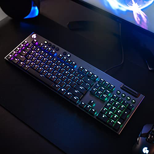 Logitech G Teclado Mecânico Gamer G815 com RGB LIGHTSYNC, Teclas Programáveis, USB Passthrough, Controles de Mídia Dedicados, Design Ultrafino e Exclusivo Switch de Perfil Baixo GL... glide