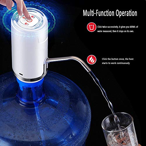 Water Pump For 5 Gallon Bottle, Electric 5 Gallon Water Dispenser Universal Usb Charging Drinking Water Bottle Pump(White) #TOP2