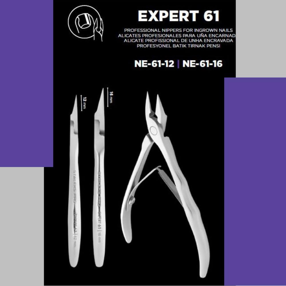 STALEKS PRO Pince coupe-ongles professionnelle pour ongles incarnés 16 mm Spécial pédicure Acier inoxydable Expert (NE-61-16)