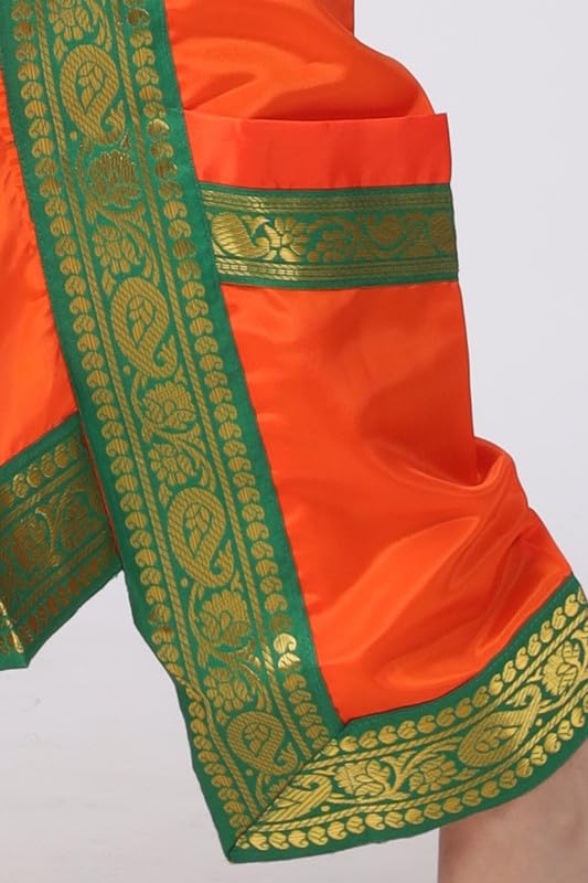 Image of ITSMYCOSTUME Bharatnatyam Costume Dress for Girls Set of 4(Bottom,Blouse,Hip Cloth & Anchal) Classical Dance dress for Kids