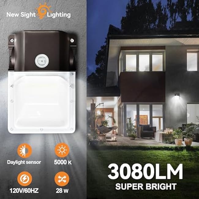 LED Wall Pack Light 28W 5000K Daylight LED Porch Lights Outdoor Wall Light