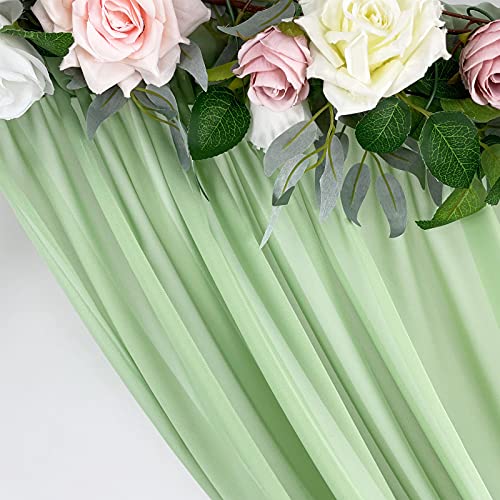 Ehldekol Sheer Chiffon Backdrop Curtains 10Ft X 10Ft， Chiffon Fabric Drapes For Wedding, Long Sheer Curtain For Living Room, Arch Party Stage Decoration(Sage Green, 120 X 120 Inch) #TOP5