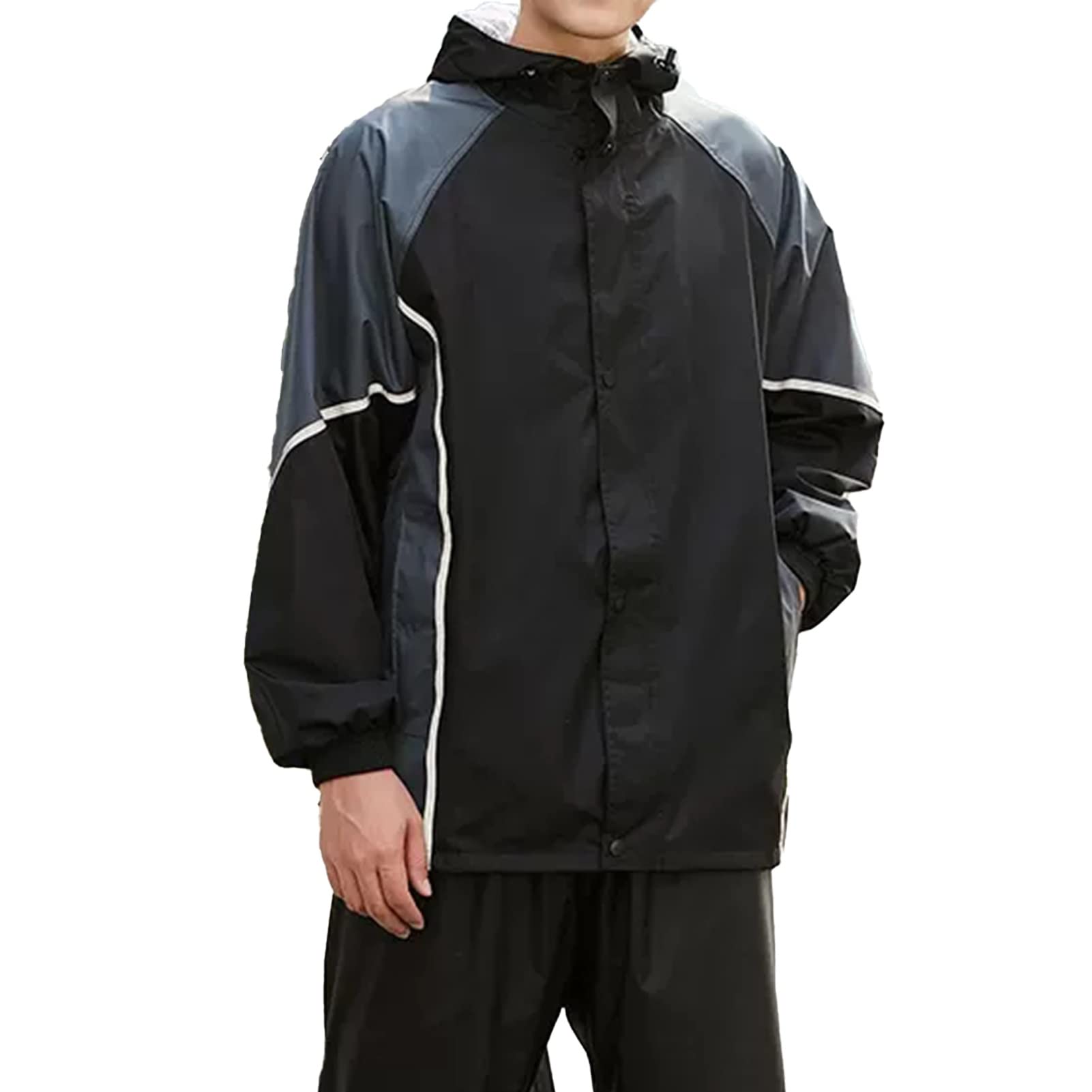 oiujhgCDS Raincoats, Waterproof and Breathable Rain Jacket for Men's, Lightweight Hooded Gear Portable Reusable Rainwear(D,L)