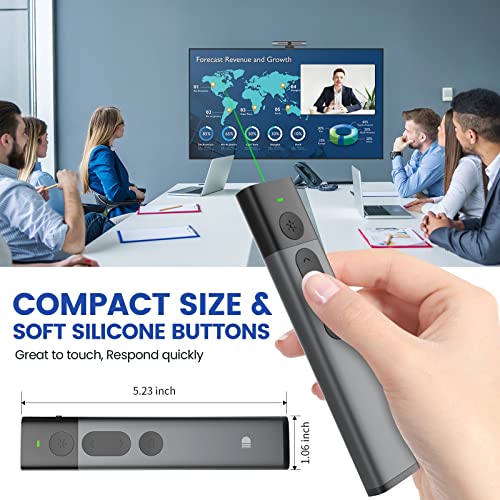 Rioicc Apresentação Remota Com Luz Verde, Apresentador Sem Fio Recarregável Powerpoint Clicker Para