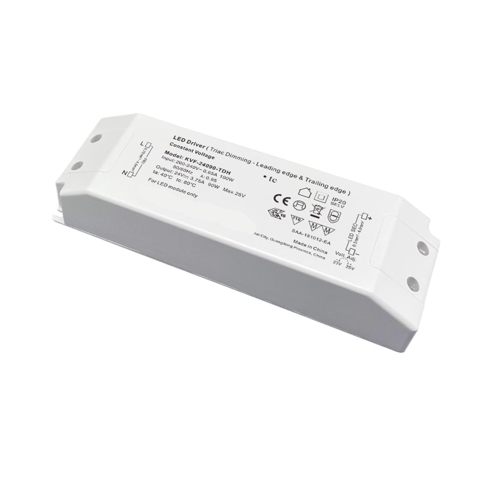 PWANUIGTE 12v 24v 48v Light Strip Controller Transformer 30w 600w Constant Voltage Waterproof thyristor dimming led Driver Power(24V 3.75A 90W)