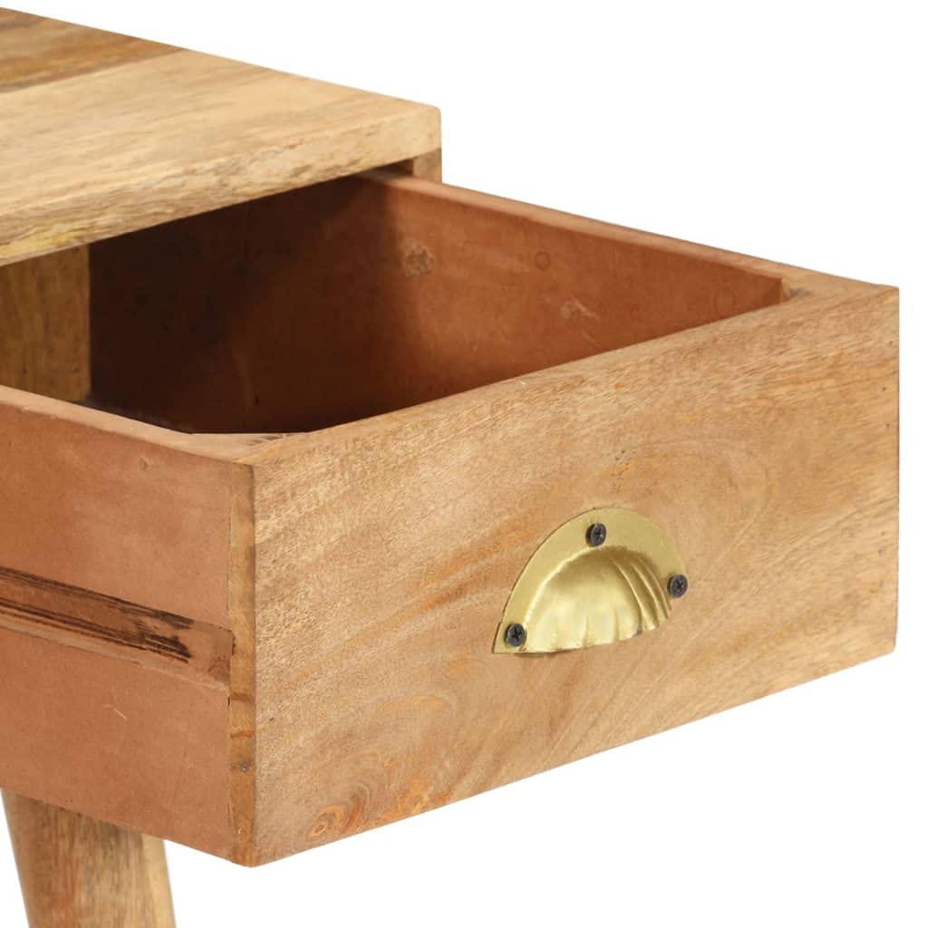 Stolik konsolowy z litego drewna mango, 90 x 45 x 75 cm, z szufladą i otwartą półką, zajmuje mało miejsca jako stolik pomocniczy, stolik do odkładania do salonu, korytarza, biura, z