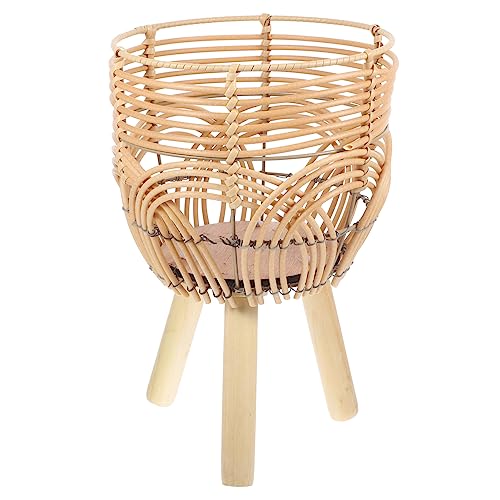 SUPVOX Cesta de Flores de bambú cestas Cesta Colgante de Plantas Canasta de Frutas Palma Falsa Palmera bonsái Soporte para Plantas Interior Puesto de Plantas para el hogar macetero Tejido
