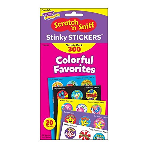 Colourful Favourites Scented Scratch n' Sniff Reward Stickers Variety Pack - Teacher Incentives - Stocking Filler
