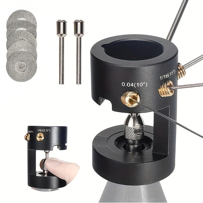 Bewinner Tungsten Electrode Sharpener Grinder Head, Aluminum TIG Sharpener Welding Tungsten Grinder Head Tool with 4Pcs Grinding Wheels, 2Pcs Connecting Rods, 1/16in, 1/8in, 3/32in