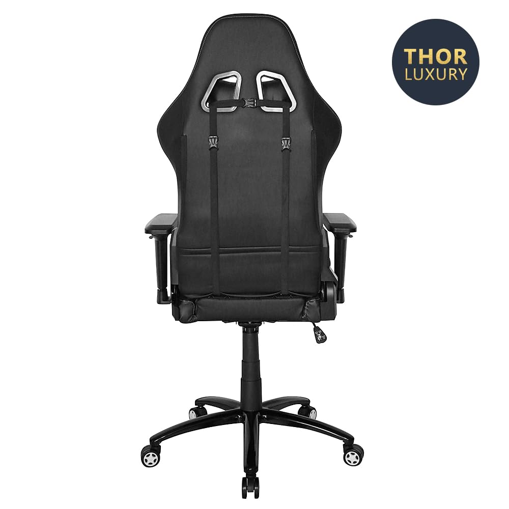 BERSERKER Silla Gaming Ergonómica, Giratoria 360°, Inclinación 90-180°, Base Metálica 70 cm, Capacidad 160 kg, Negro