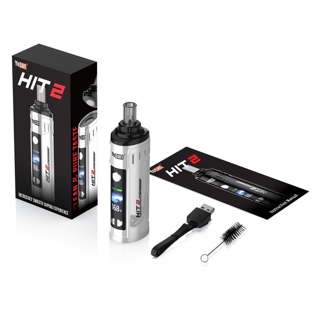 Yocan Hit 2 Vaporizer Kräuter | Tragbarer Verdampfer Kräuter mit Konvektionsheizung | Präzise Temperatureinstellung 93-249°C | Magnetisches Mundstück | LED-Display | 1800-mAh-Akku | USB-C (Schwarz)