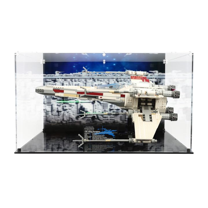Display Case compatible with Lego 10240 Red Five X-wing Starfighter, (Print 1 Back Panel)