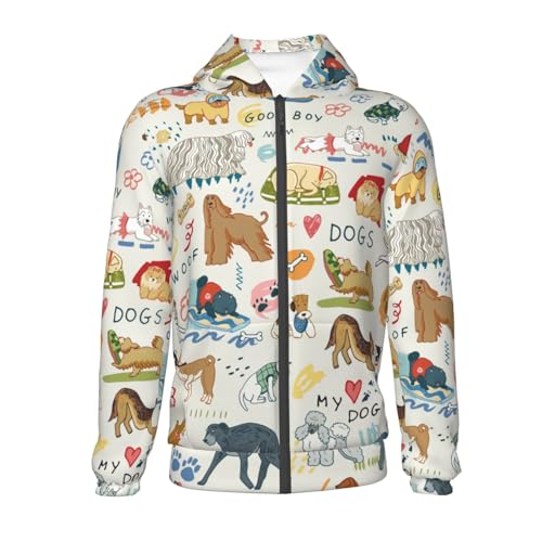 Dogs Funny Pets Kid Hoodies Boys Zip Up Sweatshirts Girls Pullover with Pocket2