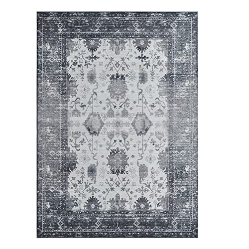 Brichoee Vintage Area Rug 2X3 Feet Grey Thin Entryway Mat For Kitchen Indoor Machine Washable Foldable Doormat Distressed Persian Boho Rug #TOP1
