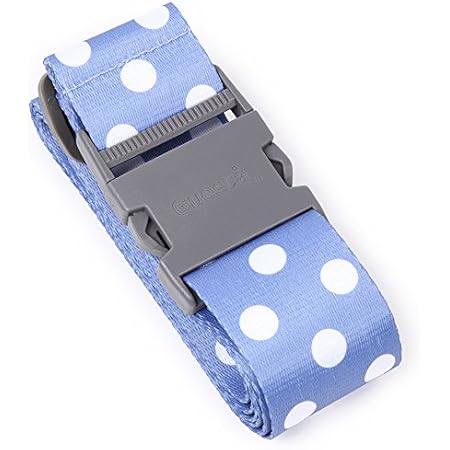 Amazon Co Jp シンプルで可愛いラゲッジベルト スペインデザイナーのスーツケースベルト 旅行で便利 ワンタッチ式 ブルードット シューズ バッグ