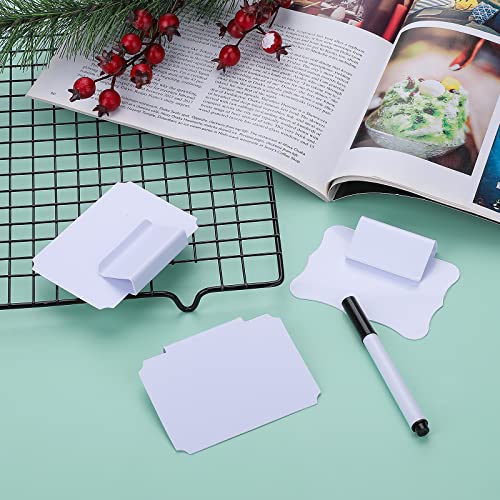 Abeillo 12 Stück/Set Etikettenhalter Clip, PVC Korb Etiketten, Etikettenhalter Abnehmbare Clips Etiketten für Aufbewahrungsbehälter Organisationsbox Lagerung Körbe (10 Weiß Clip, 2 Schwarzer Stift)