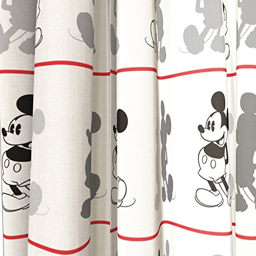 Image of Disney Mickey Mouse Blackout Window Curtains, 4 Piece Set - 2 Panels 42 inch W x 84 inch L with 2 Tiebacks, Rod Pocket, Machine Washable Polyester Drapes for Bedroom and Playroom Decor, White