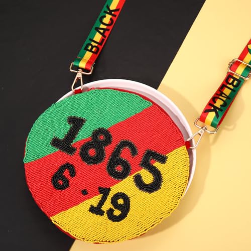 Image of Juneteenth Purse for Women Beaded Afro Freedom Crossbody Purse Shoulder Bag Black History Month African Outfit Gift