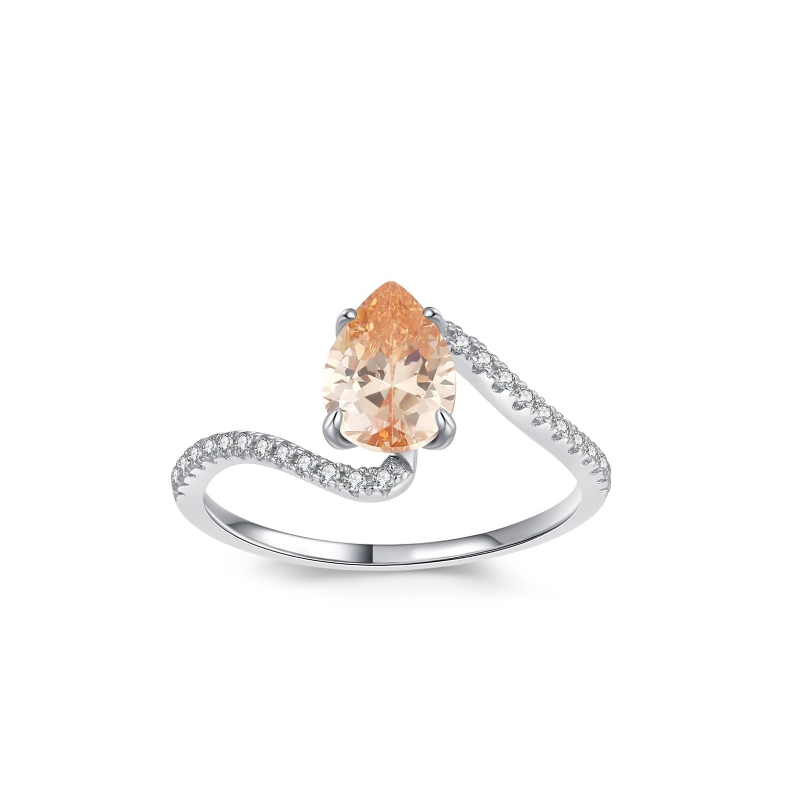 KnSam Anillo de boda de oro blanco de 9 K/14 K/18 K, elegantes anillos de pareja con diseño de laboratorio, zafiro champán, talla 47 – 65