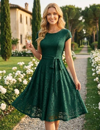 Image of MUADRESS Women's Lace Cocktail Wedding Party Dress | Wedding Guest Ready,Homecoming Event Style,Bridal Shower Outfit,Dinner Date Look,Tea Party Occasion,Birthday wear