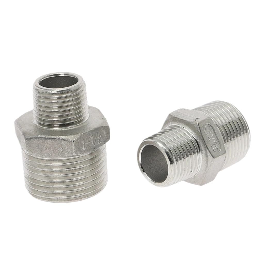 Sylale Men's Dn25 To Dn8 1Pc 304 Stainless Steel Hex Nipple 1/8"-4" Bsp Pipe Adapter Fitting(Dn25 To Dn8)