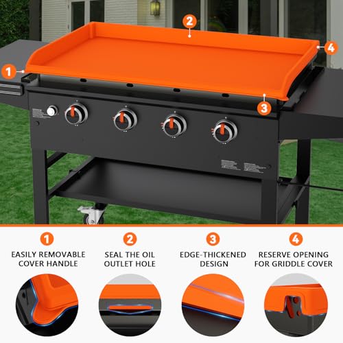 Image of Silicone Griddle Cover for Blackstone - Full Protection Waterproof Griddle Top Cover All Year Round Protective Mat for Black Stone Accessories (36 inch Orange)