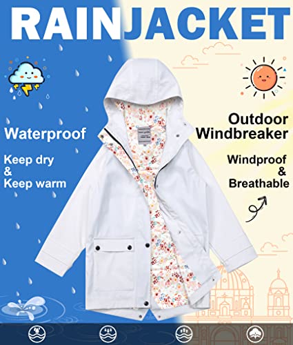 Image of maoo garden Girls Boys Rain Jacket Lightweight Waterproof Raincoat Hooded Lined Long Windbreaker