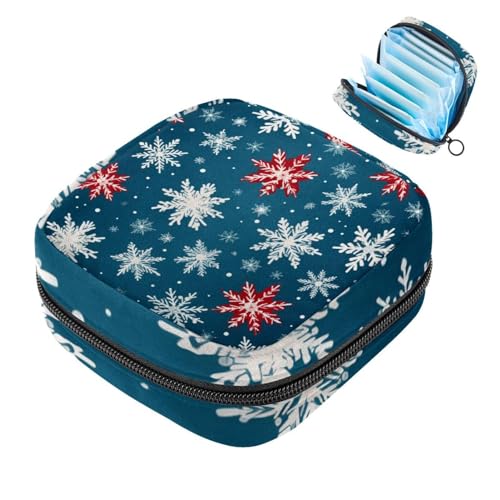 MUOOUM Menstruationspolster Tasche Reißverschluss Damenbinde Tasche Tampons Sammeln Taschen für Frauen Mädchen (Weihnachten Schneeflocke Muster), Farbe 8, 1 count (Pack of 1)