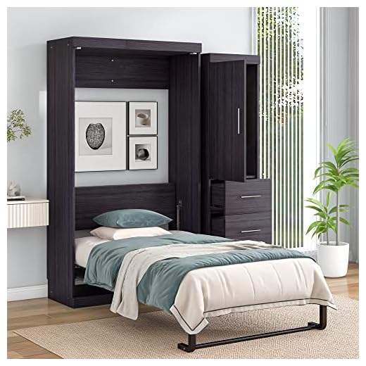 NCKMYB Twin Size Murphy Bed Storage Cabinet, Wood Murphy Bed with Wardrobe and Drawers, can be Folded into a Cabinet, Suitable for Small Room Living Room/Bedroom
