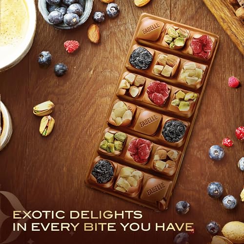 Image of Fabelle Open Secret - Milk, Centre- Filled Luxury Chocolate Bar Topped with Visible Nuts & Berries, 121g (Pack of 3)