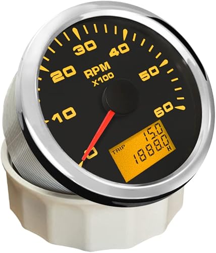 Miniatura 2 de ELING Medidor de tacómetro impermeable de 0 a 6000 RPM para automóvil, camión, barco y yate con retroiluminación de 8 colores, 3.346in