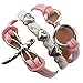 Ac Union Heart Dragonfly Fashion Charm Friendship Gift Handmade Leather Bracelet for Girl - Pink